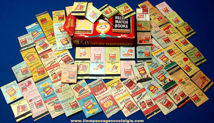 (70) Old Hunts Food Advertising Match Book Covers With Box