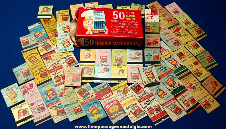 (70) Old Hunts Food Advertising Match Book Covers With Box