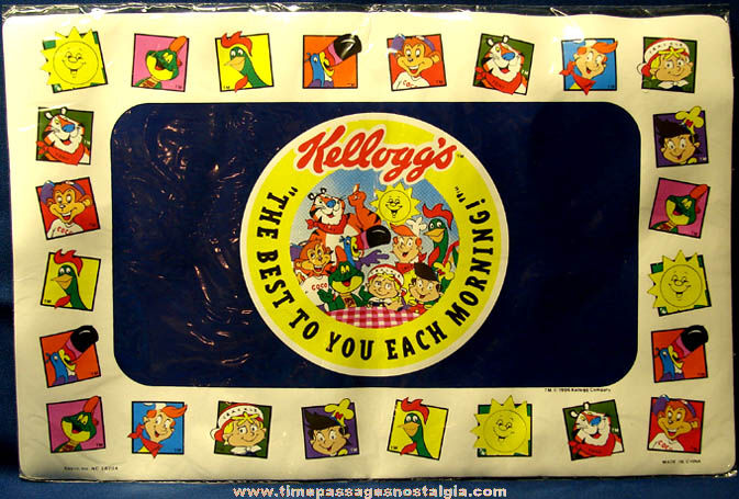 Unused 1996 Kellogg’s Cereal Premium Advertising Character Placemat