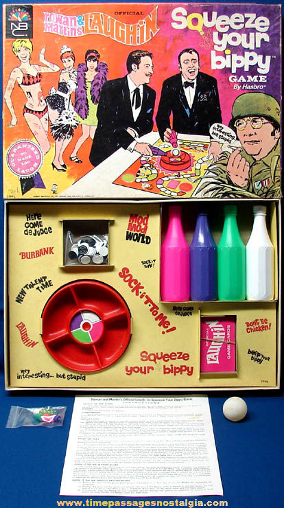 Colorful Boxed ©1968 Rowan & Martin’s Laugh In Squeeze Your Bippy Board Game