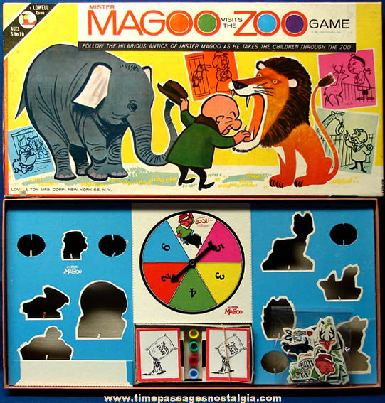 Colorful Boxed 1961 Mister Magoo Visits The Zoo Board Game