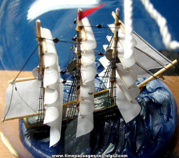 Wooden & Cloth Model Sailing Ship In A Bottle