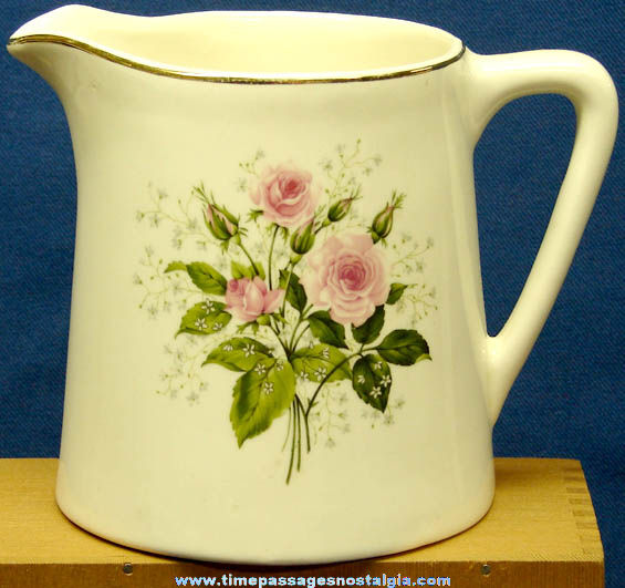 Old Porcelain or Ceramic Pitcher with Roses