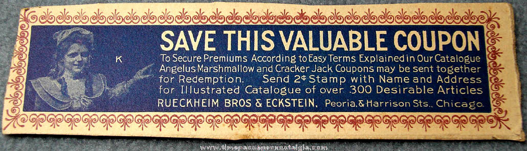 Early 1900s Cracker Jack Box Advertising Premium Coupon