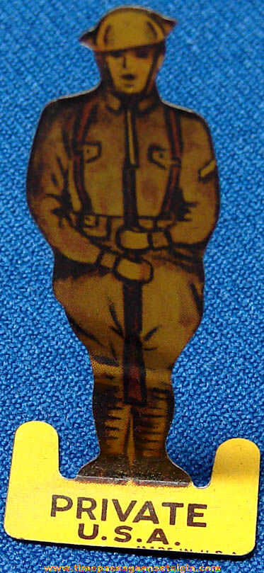 Early Cracker Jack Tin Toy Prize Private Soldier