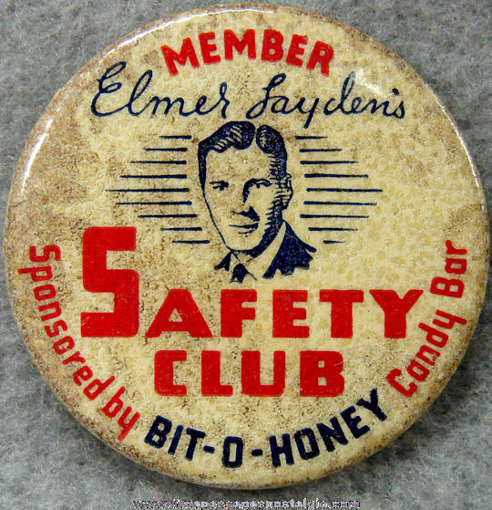 Old Elmer Layden’s Safety Club Membership Pin Back Button