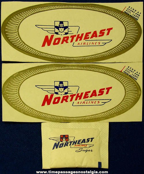 (3) Small Old Unused Northeast Airlines Advertising items