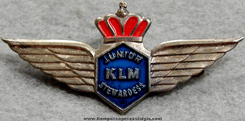 Old KLM Airlines Advertising Junior Stewardess Wings Pin