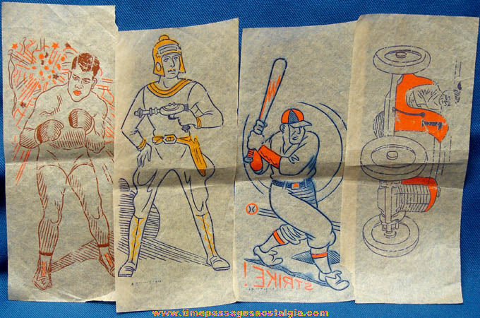 (4) Different Colorful Old Premium Iron On Transfers