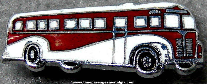 Colorful Old Enameled Metal Bus Jewelry Pin