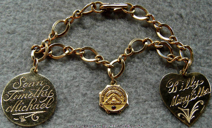 Old New Jersey Bell Telephone Gold Jewelry Bracelet With Charms