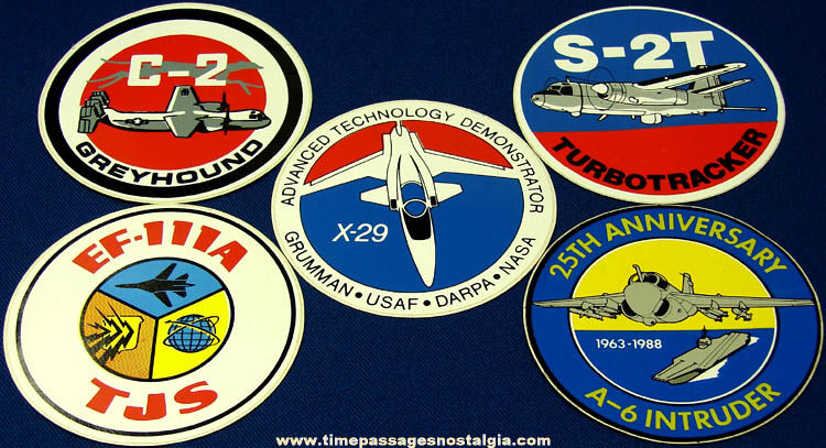 (5) Colorful Old Unused Military Aircraft Advertising Stickers