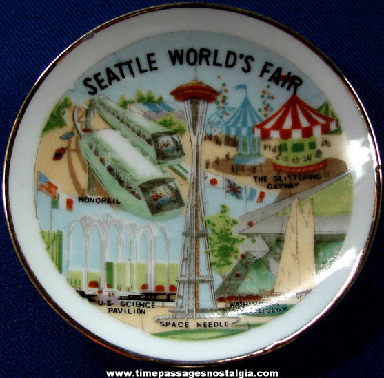 Colorful 1962 Seattle World’s Fair Advertising Souvenir Miniature Porcelain Plate