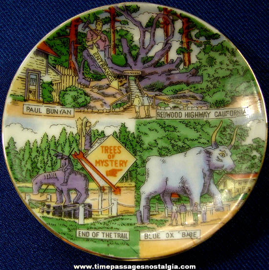 Colorful Old California Attraction Advertising Souvenir Miniature Porcelain Plate
