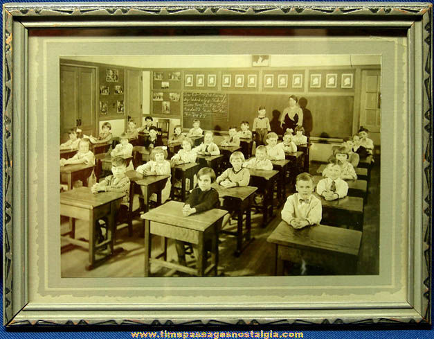 Old Framed Grade School Class Room Photograph