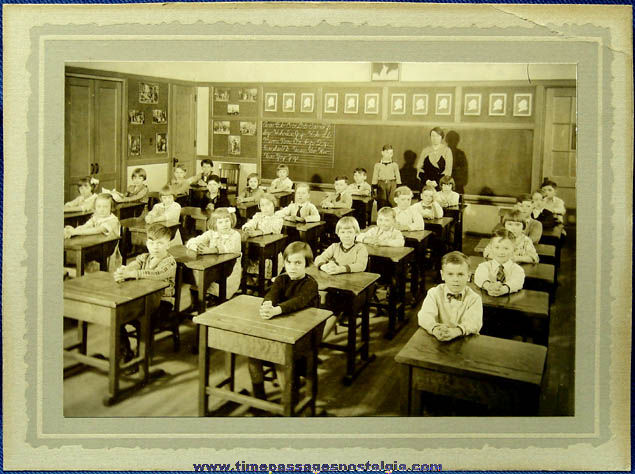 Old Framed Grade School Class Room Photograph