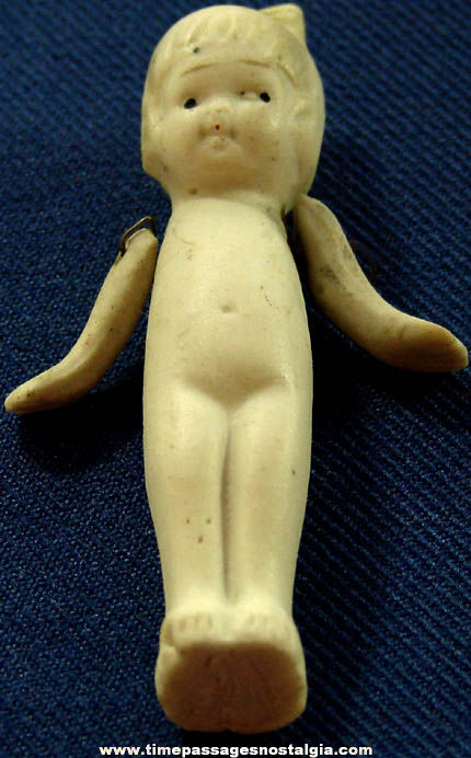 Small Old Cracker Jack Pop Corn Confection Bisque Porcelain Toy Prize Doll With Moving Arms