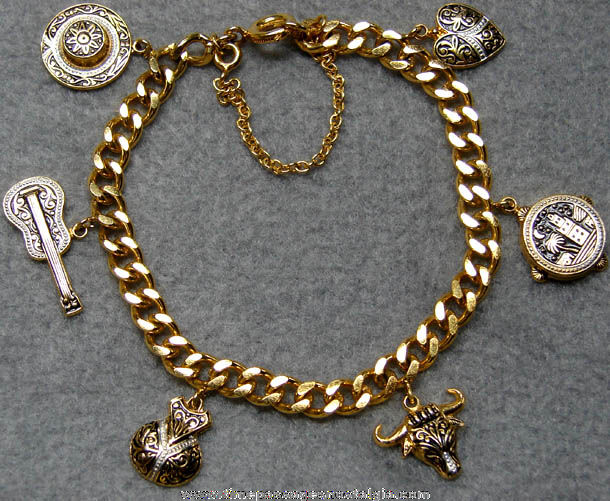 Old Spain or Mexico Advertising Souvenir Charm Bracelet
