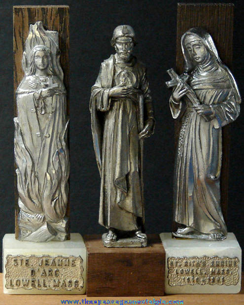 (3) Different Small Italian Pewter Catholic or Christian Religious Statues