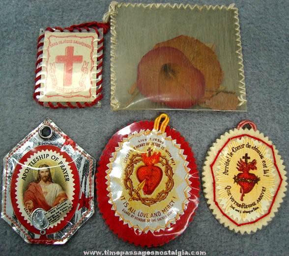 (5) Small Old Catholic or Christian Religious Relic Items