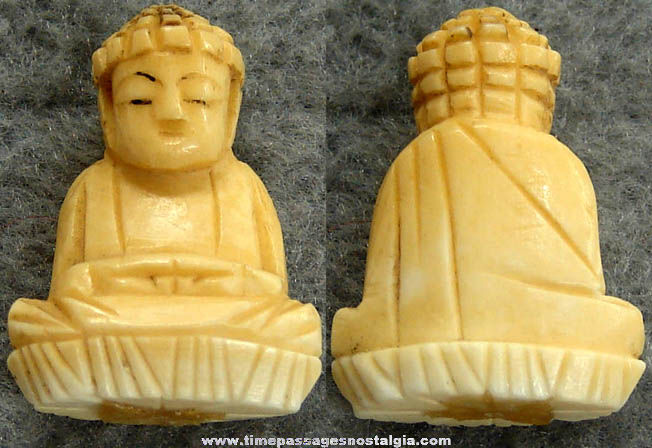 Old Miniature Carved Ivory or Bone Buddha Figurine