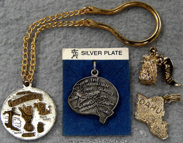 (4) Old Hawaii Advertising Souvenir Charms & Key Chain