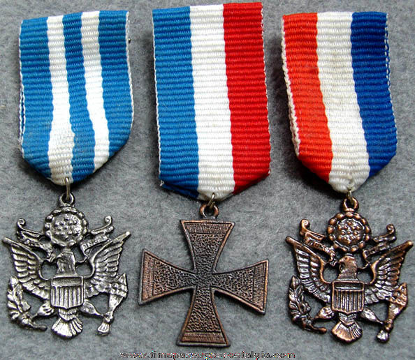 (3) Different Old Toy Military War Medals