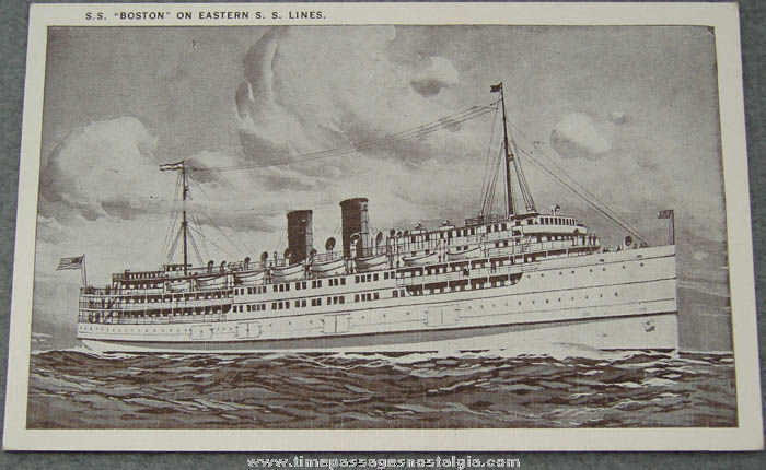 Old Unused S.S. Boston Cruise Ship Advertising Post Card