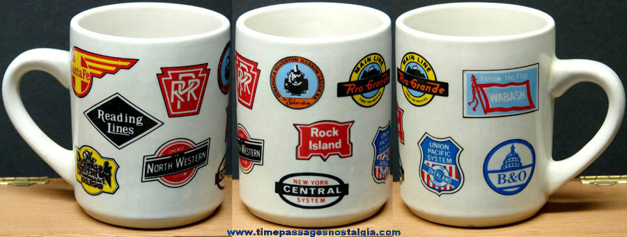 Colorful Unused Ceramic Railroad Advertising Coffee Cup