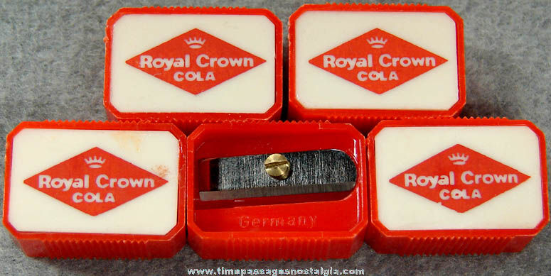 (5) Old Unused Royal Crown Cola Advertising Premium Pencil Sharpeners