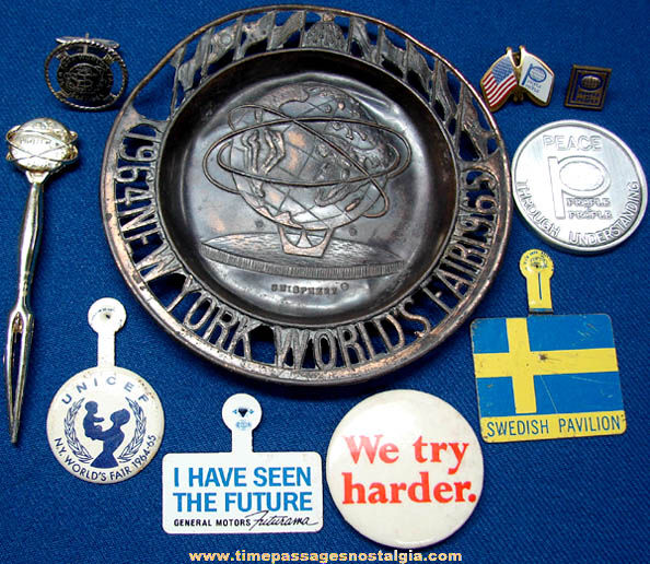 (10) 1964 - 1965 New York World’s Fair Advertising Souvenir Items
