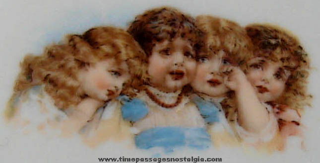 Unusual Old Porcelain Serving Plate With Crying Children