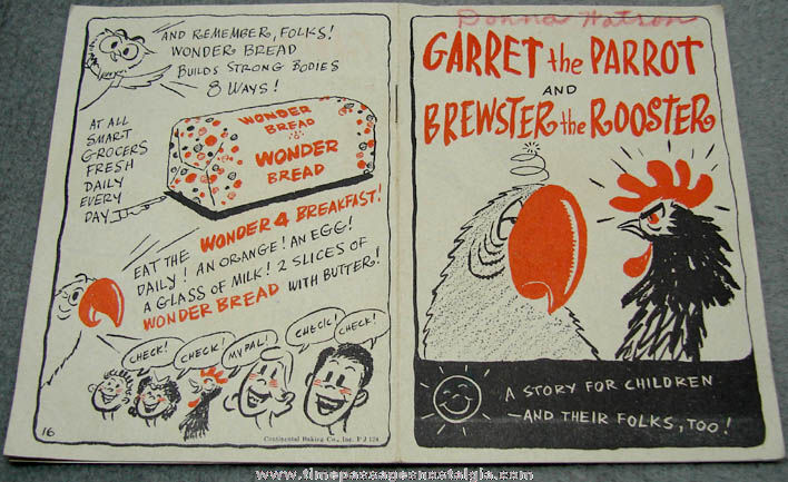 Old Wonder Bread Advertising Premium Comic Character Booklet