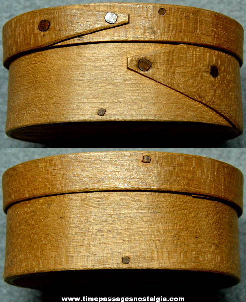 Old Miniature Wooden Oval Shaker Trinket Box