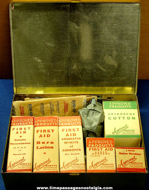 Old Unused Approved Products First Aid Kit Tin Box with Contents