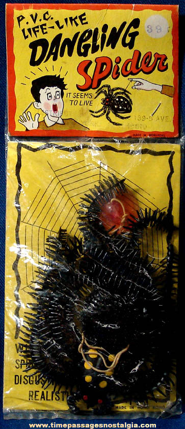 Large Old Unopened Prank Joke Dangling Rubber Spider