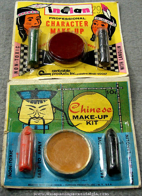 (2) Old Unopened Politically Incorrect Indian & Chinese Toy Make Up Kits