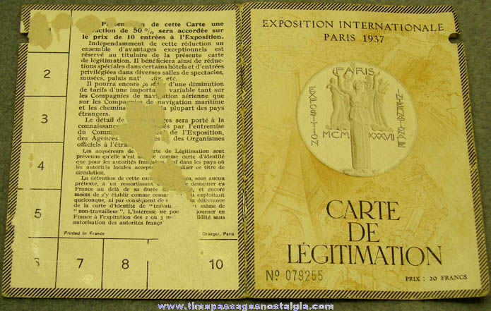 1937 Exposition Internationale Paris Souvenir Passport Booklet