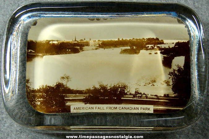 Old Niagara Falls Advertising Souvenir Glass Paperweight