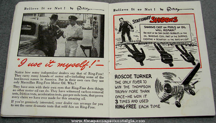 ©1941 Ripley’s Believe it or Not Motor Oil Advertising Premium Booklet