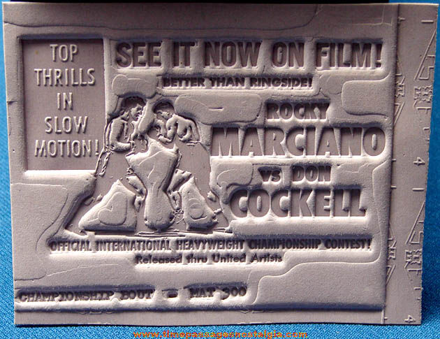 Old Unused Rocky Marciano vs. Don Cockell Boxing Ad Mat Mold