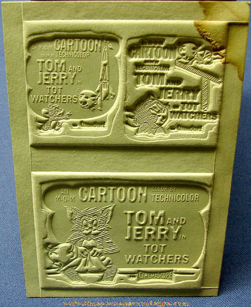 (3) Unused 1958 Tom & Jerry Tot Watchers Cartoon Ad Mat Molds