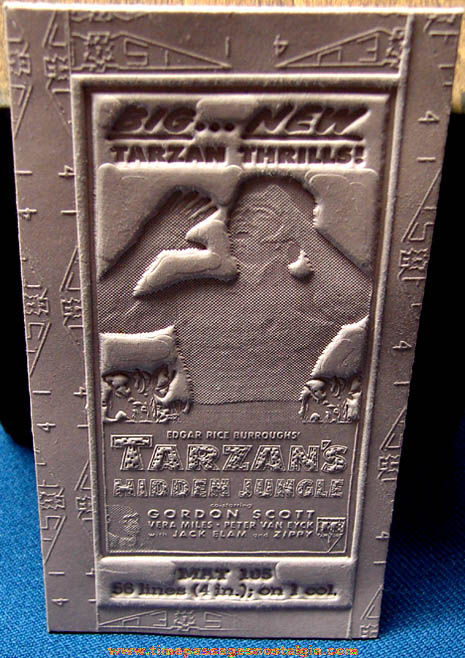 Unused 1955 Tarzan’s Hidden Jungle Movie Ad Mat Mold