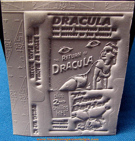 Unused 1958 Return of Dracula & The Flame Barrier Movie Ad Mat Mold