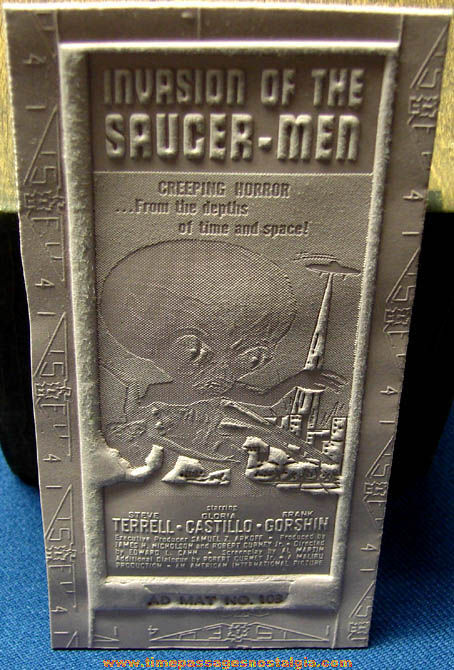 Unused 1957 Invasion of The Saucermen Movie Ad Mat Mold