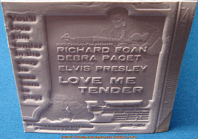 Unused 1956 Love Me Tender Elvis Presley Movie Ad Mat Mold