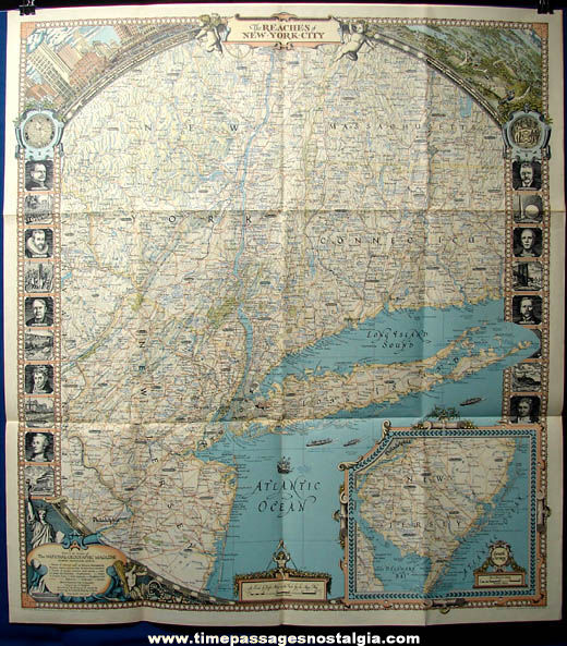 Detailed ©1939 The Reaches of New York City National Geographic Map