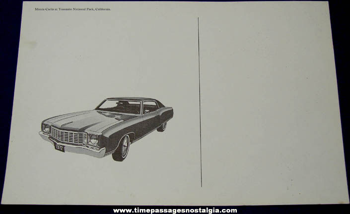 Large Unused 1972 Chevrolet Monte Carlo Dealership Advertising Post Card