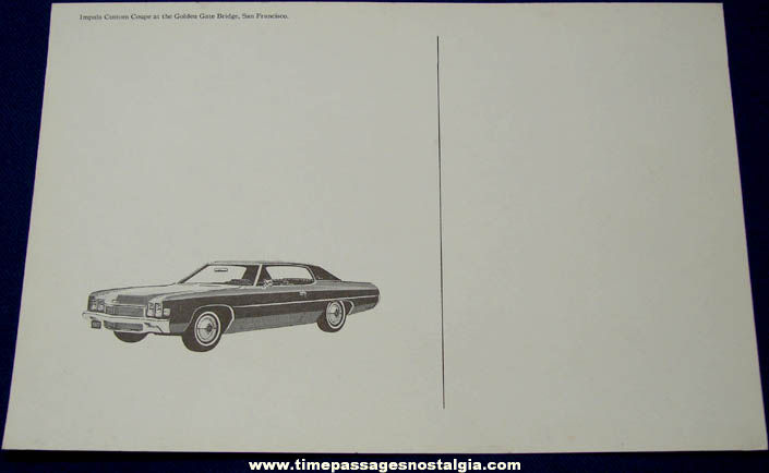 Large Unused 1972 Chevrolet Impala Dealership Advertising Post Card