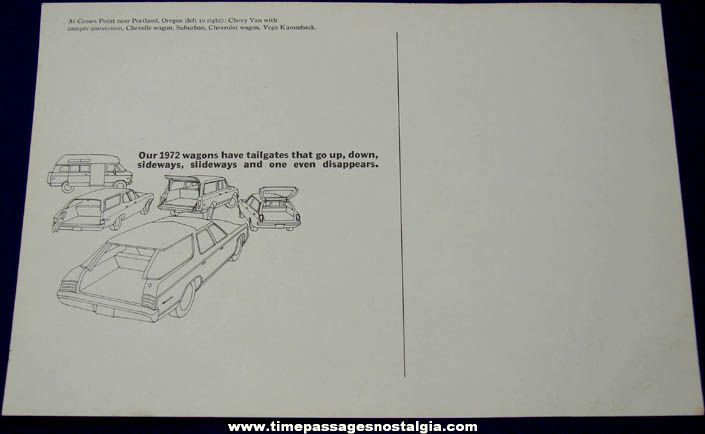 Large Unused 1972 Chevrolet Car Dealership Advertising Post Card